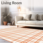 Classic Orange Checkered Pattern Rug