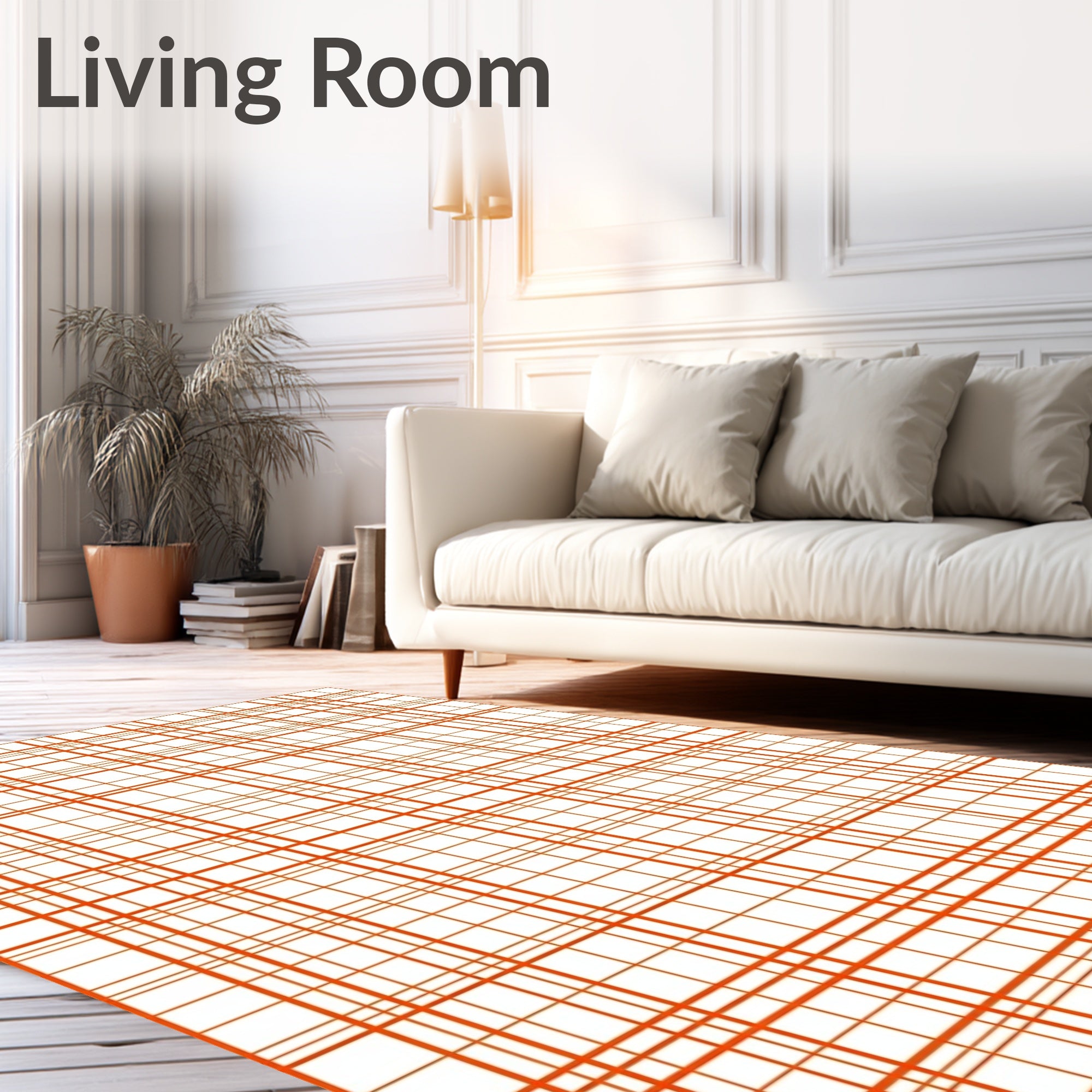Classic Orange Checkered Pattern Rug