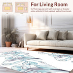 Abstract Blue White Fluid Shapes Rug