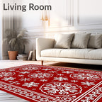 Red Snowflake Frame Pattern Rug
