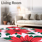 Bold Red Floral Pattern Rug