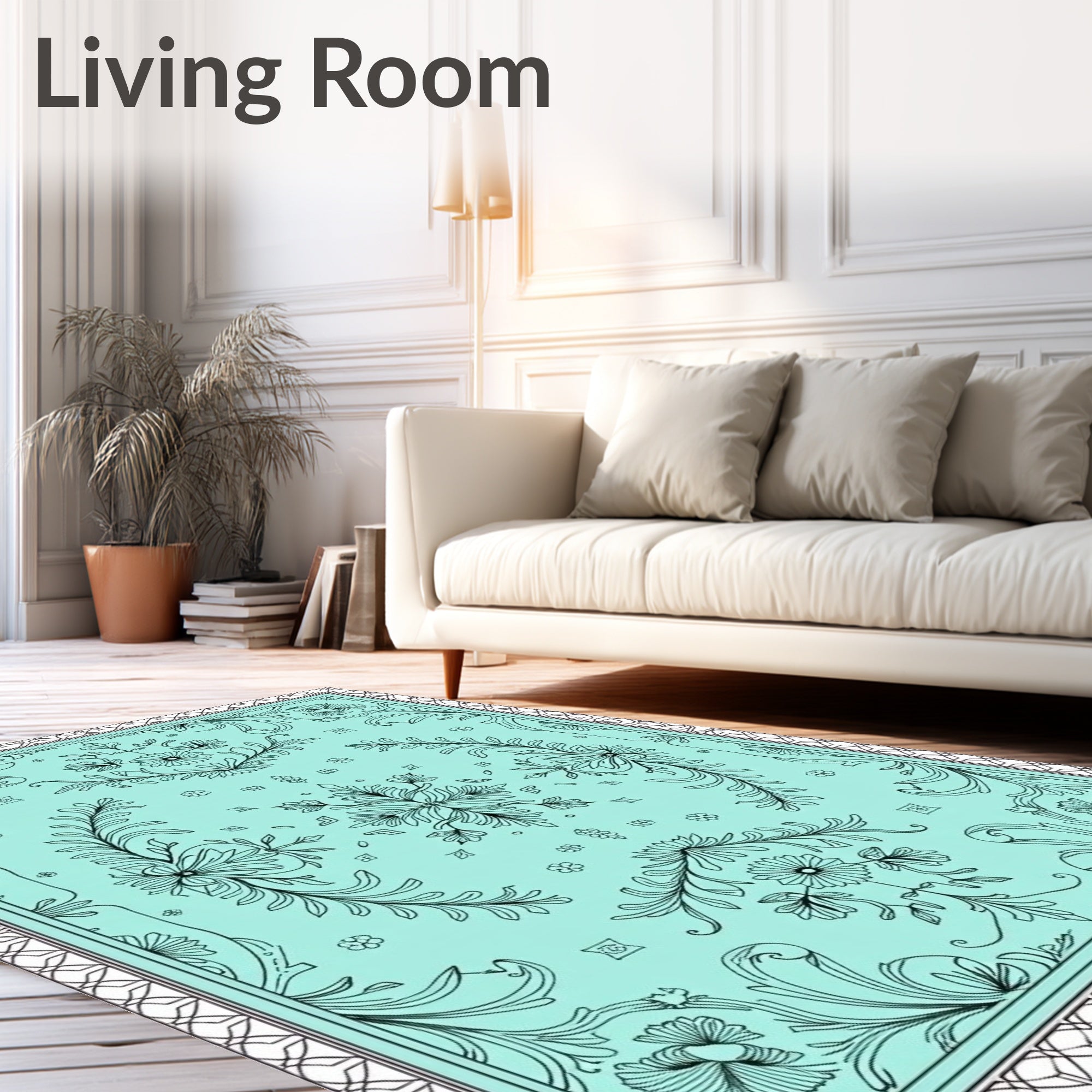 Ornate Floral Scrollwork Pattern Rug
