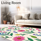 Vibrant Pink Floral Pattern Rug