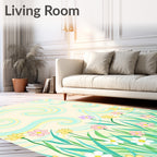 Whimsical Swirls Meadow Flowers Rug