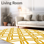 Ochre Interlocking Chain Link Design Rug