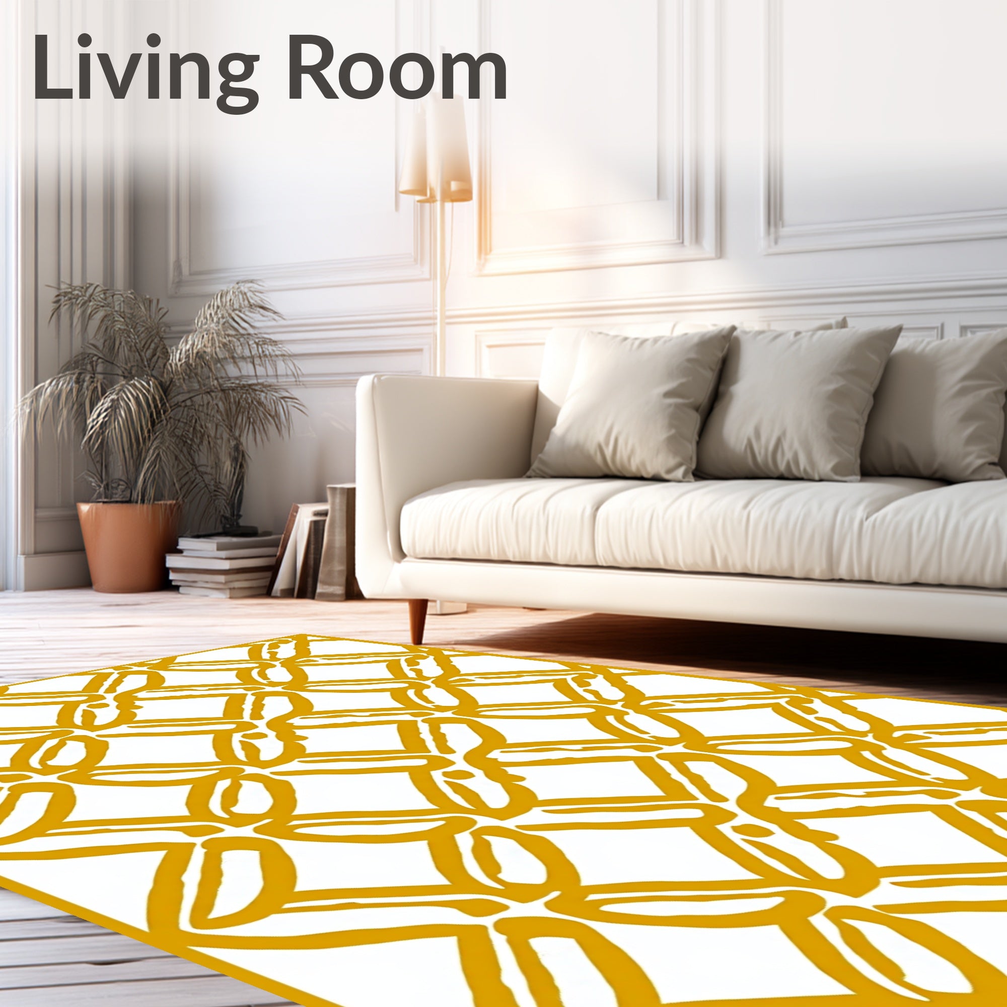 Ochre Interlocking Chain Link Design Rug