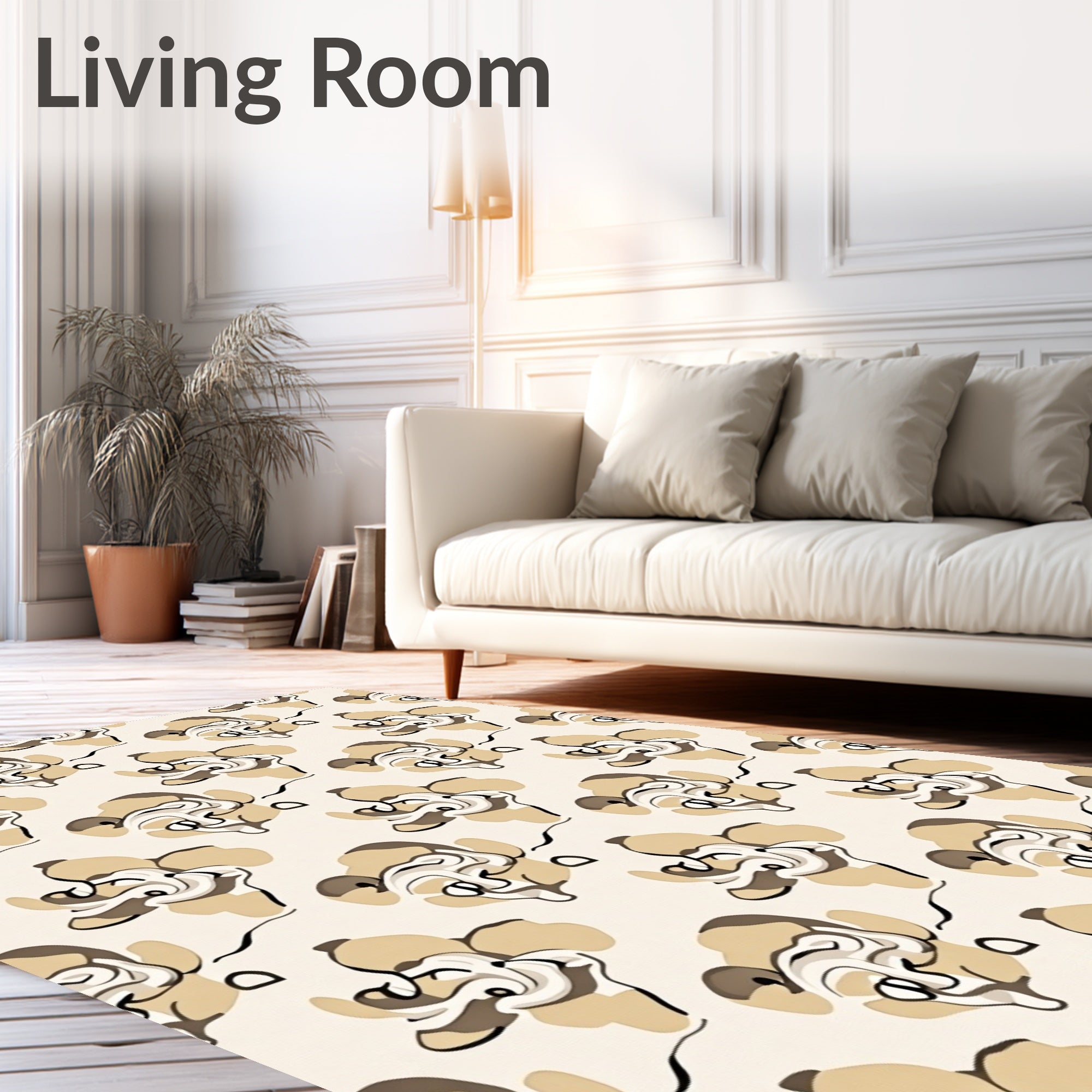 Abstract Swirl Pattern In Tan and Cream Rug
