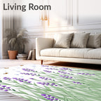 Garden Lavender Butterflies Rain Pattern Rug