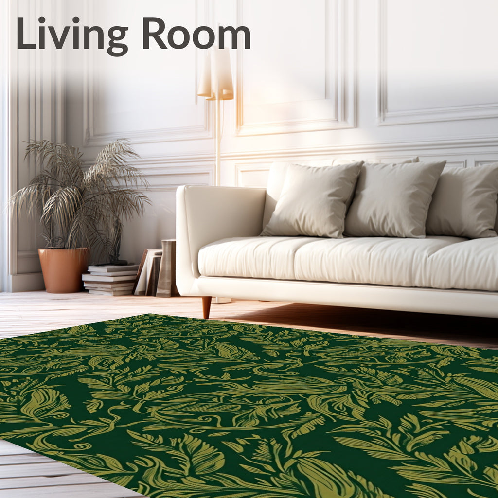 Dark Floral Leaf Pattern Design Rug