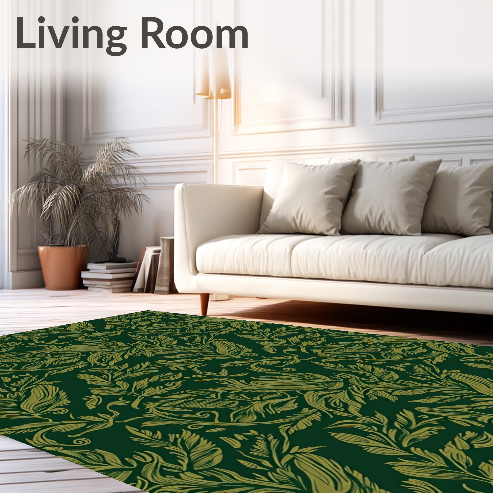 Dark Floral Leaf Pattern Design Rug