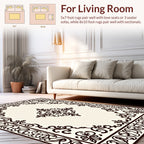Ornate Scrollwork Cream Brown Rug