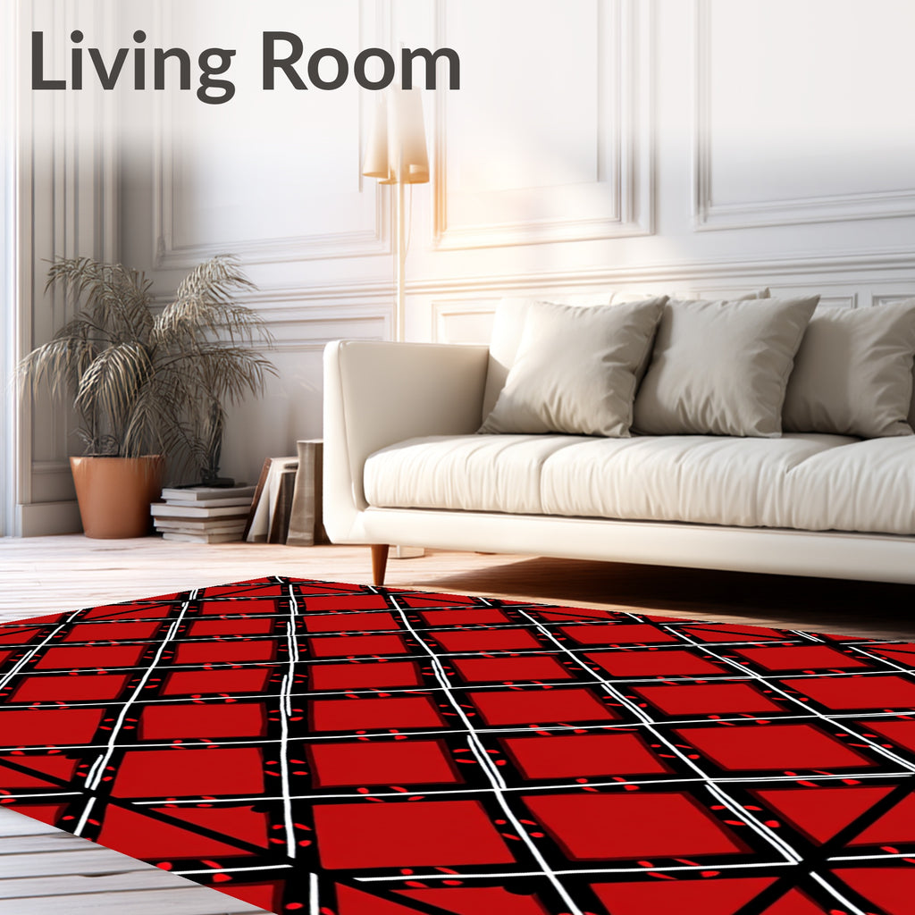 Bold Red Diamond Pattern Rug