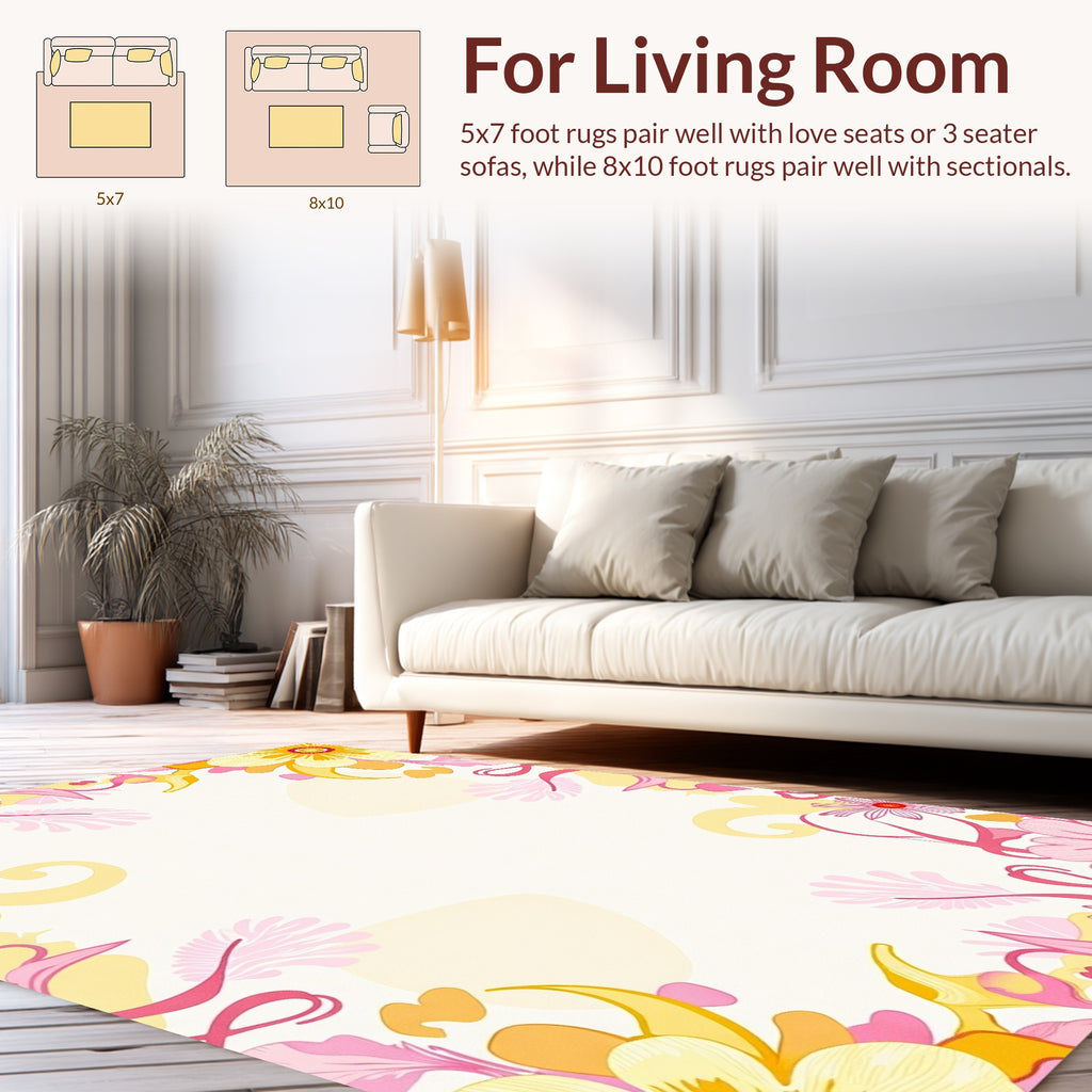 Pink and Yellow Floral Abstract Rug