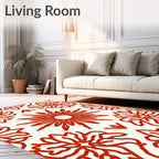 Red Floral Symmetry Patterned Rug