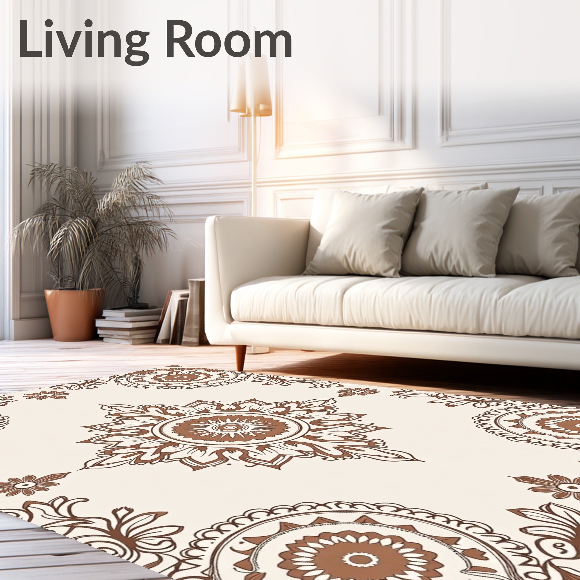 Elegant Floral Mandala Pattern Rug