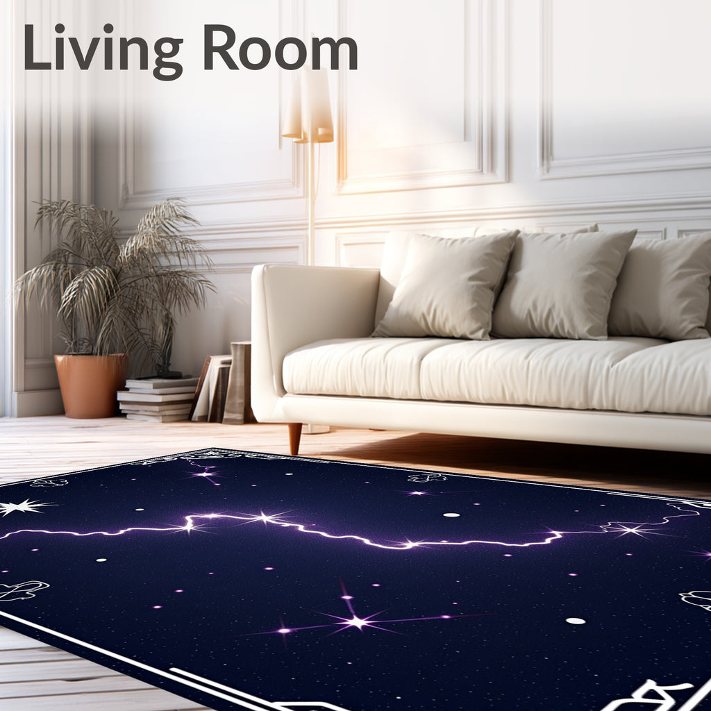 Cosmic Lightning Bolt Nebula Art Rug
