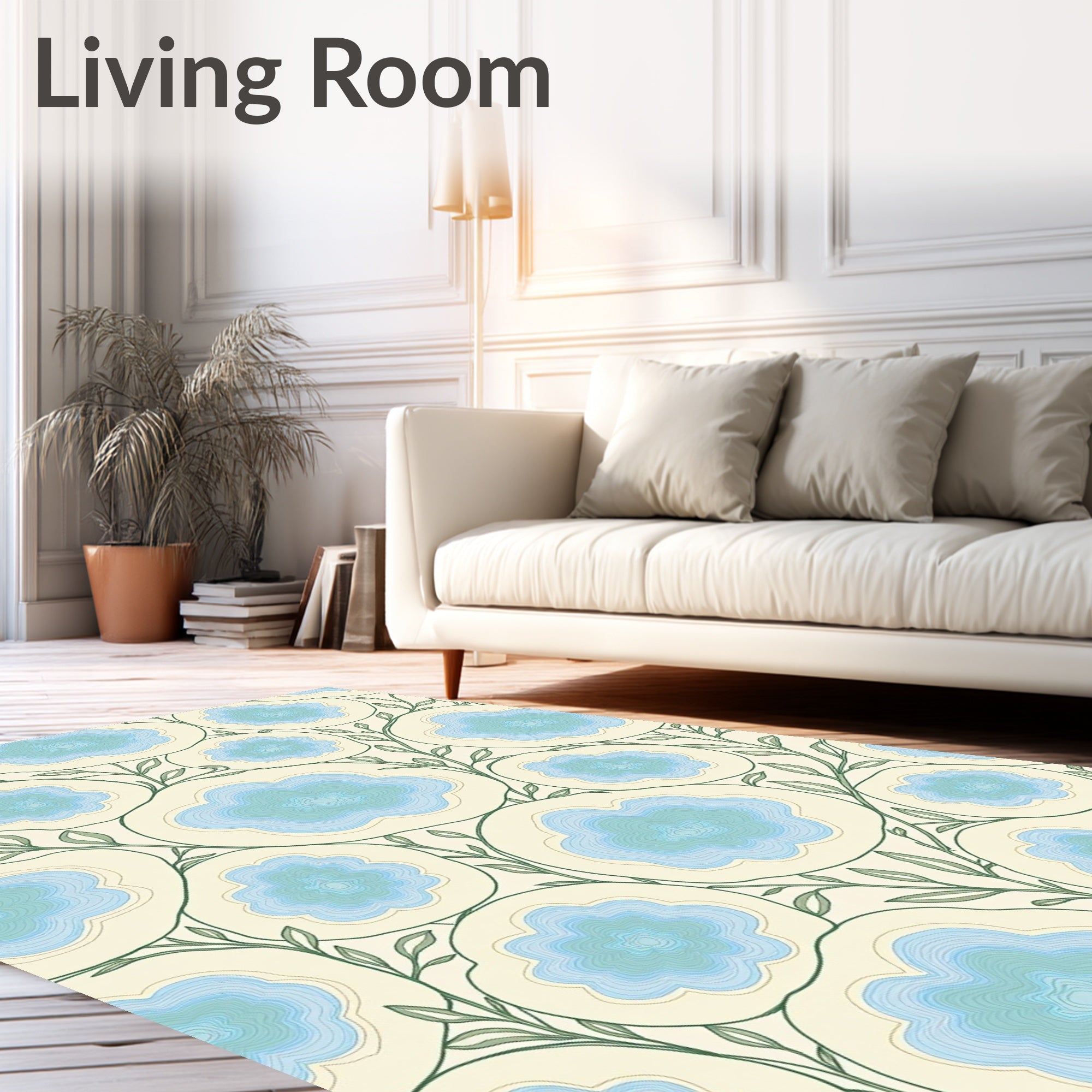 Nature Inspired Abstract Floral Pattern Rug