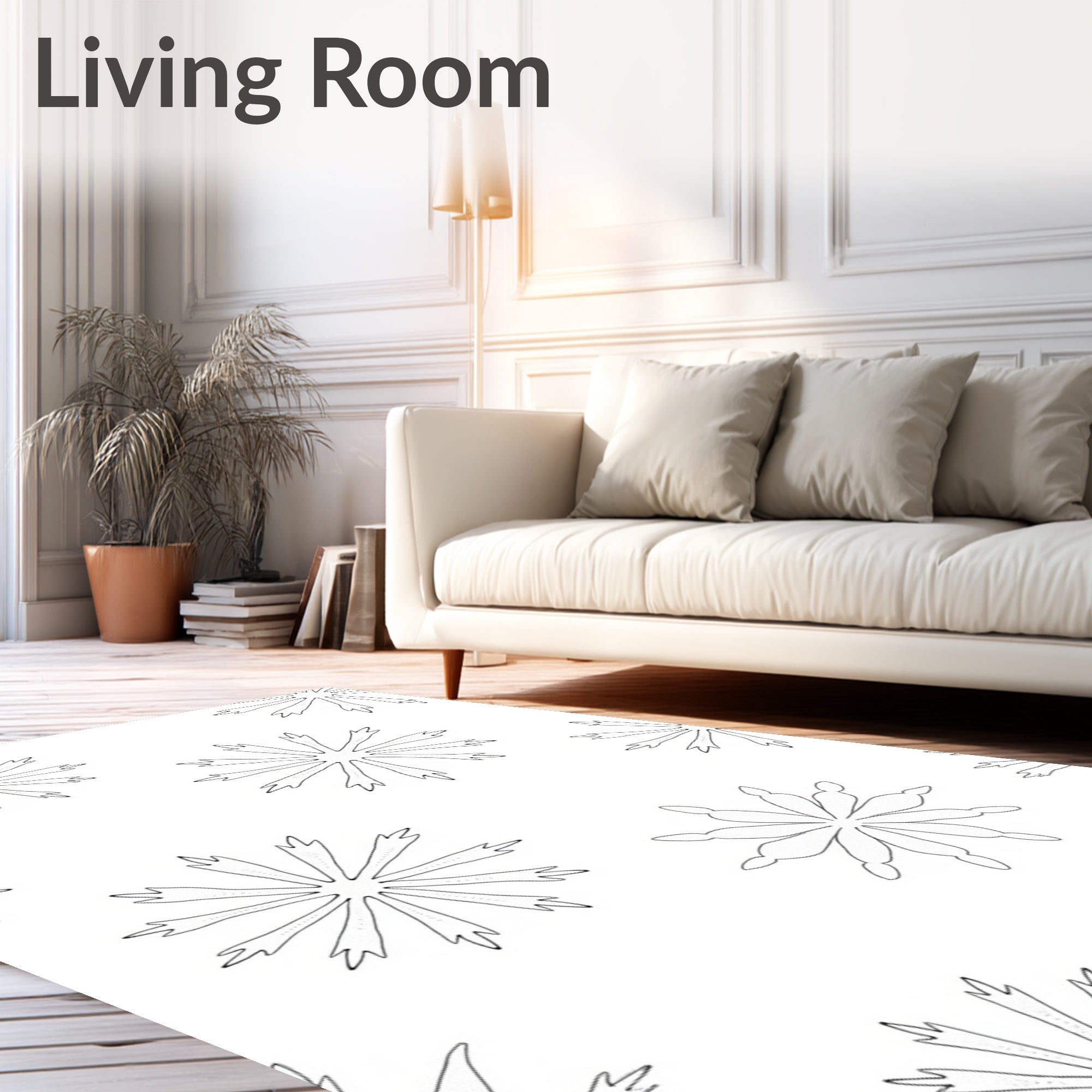 Minimalist Starburst Line Art Pattern Rug