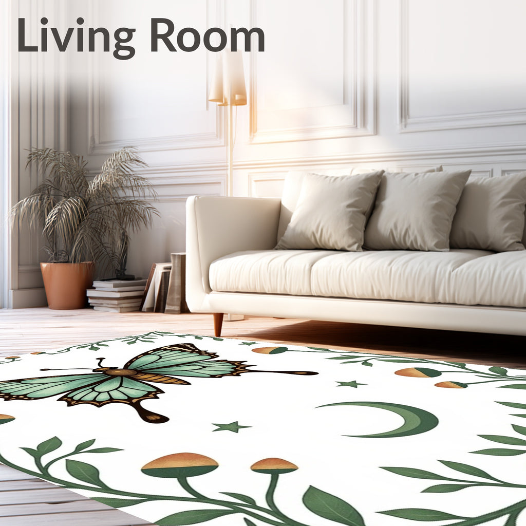 Whimsical Nature Butterfly And Moon Rug