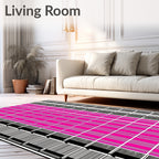 Retro Pink And Black Stripe Pattern Rug