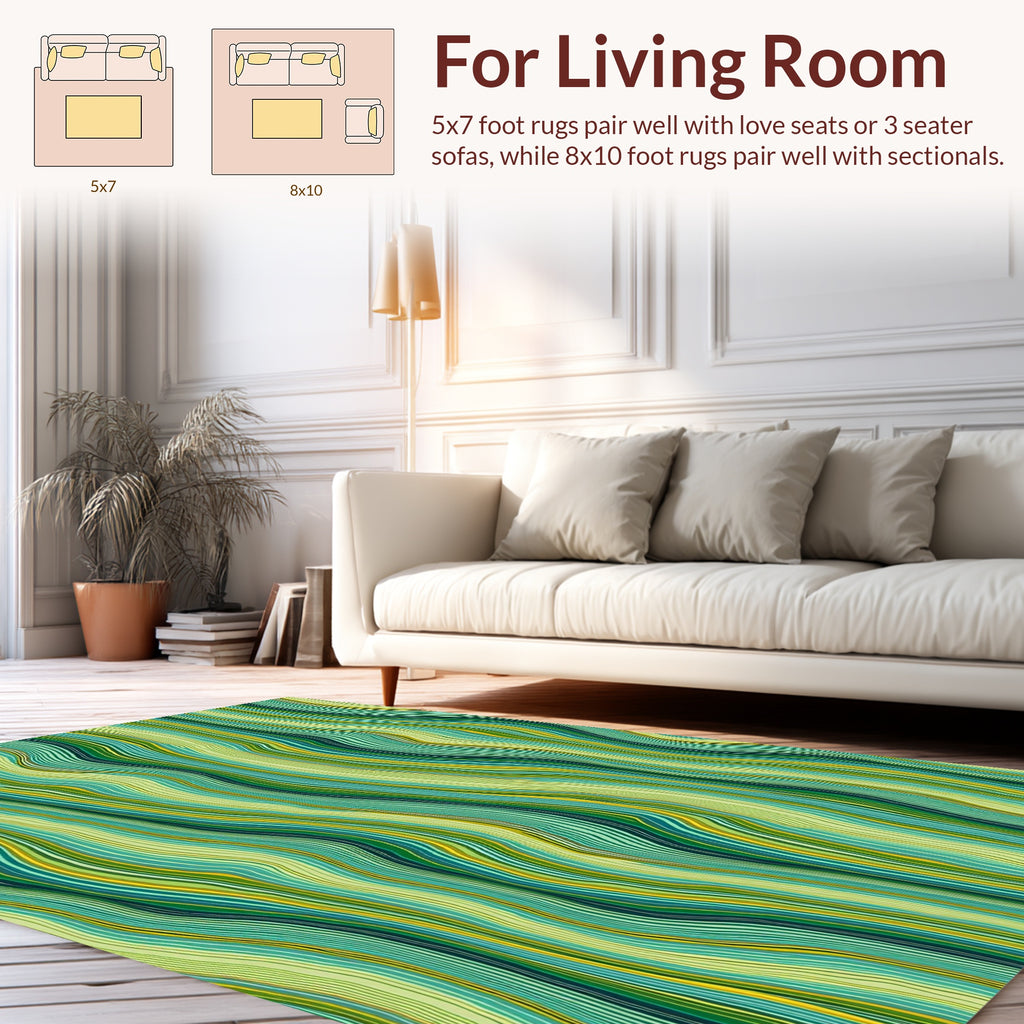 Verdant Wavy Stripe Pattern Rug