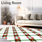 Geometric Red Green White Plaid Rug