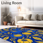 Harvest Pumpkins Foliage Pattern Rug