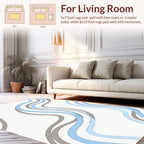 Abstract Wavy Blue Gray Pattern Rug