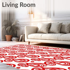 Bold Red Abstract Organic Design Rug