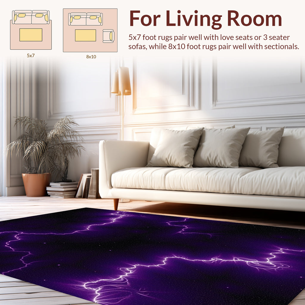 Electric Purple Lightning Pattern Rug