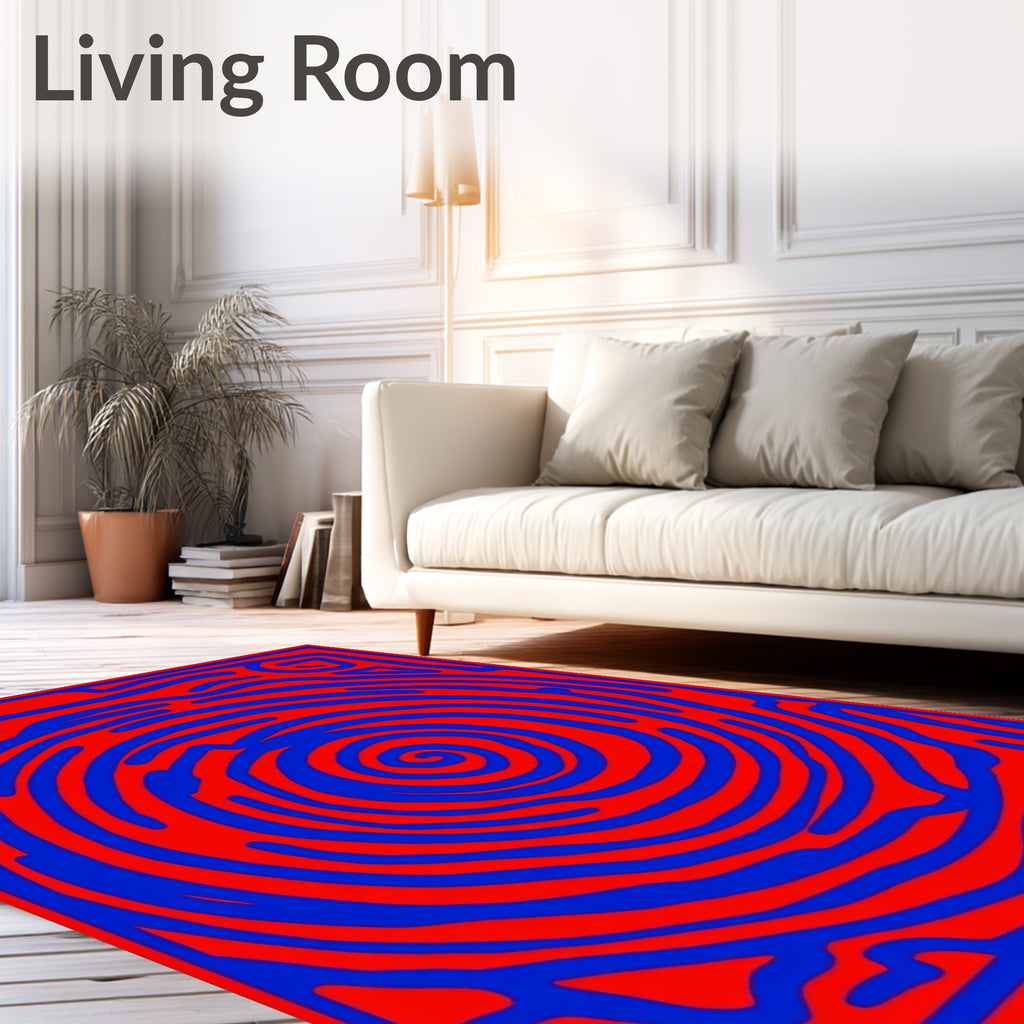 Abstract Red Blue Swirl Pattern Rug