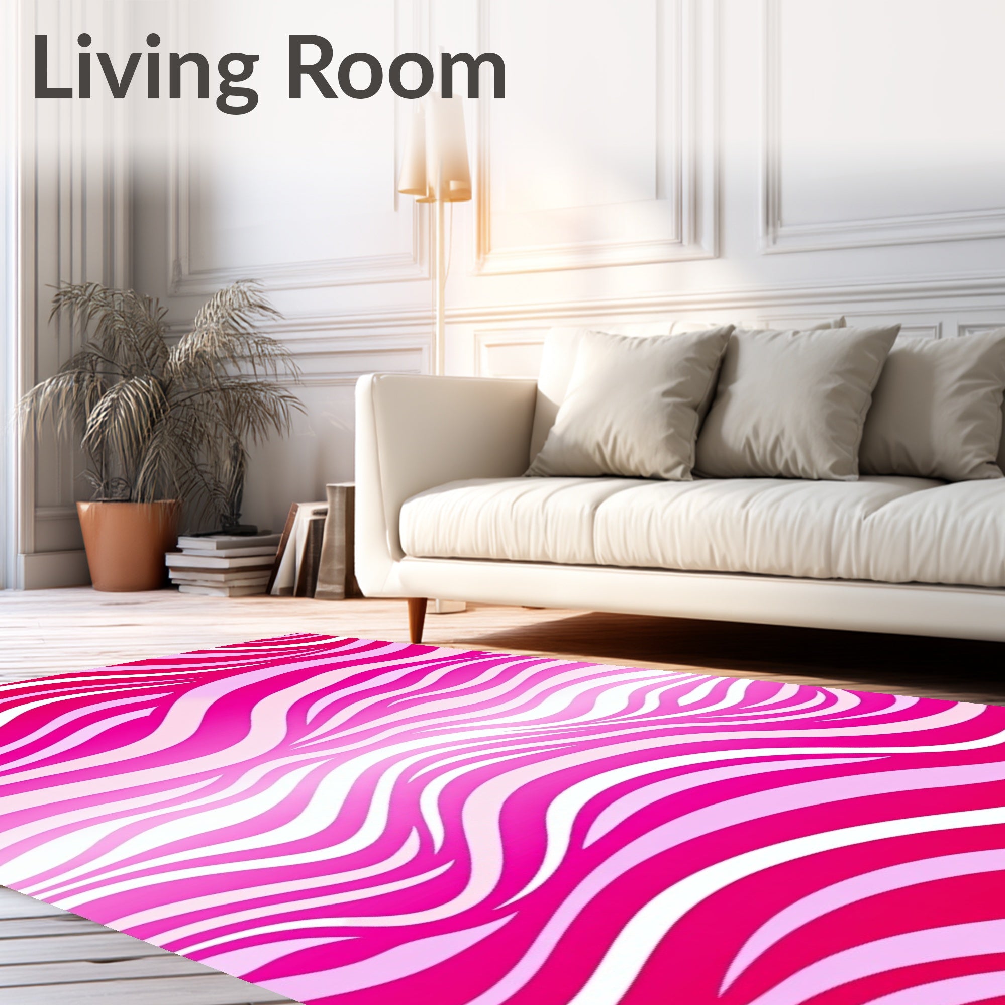 Pink Abstract Wavy Stripes Rug