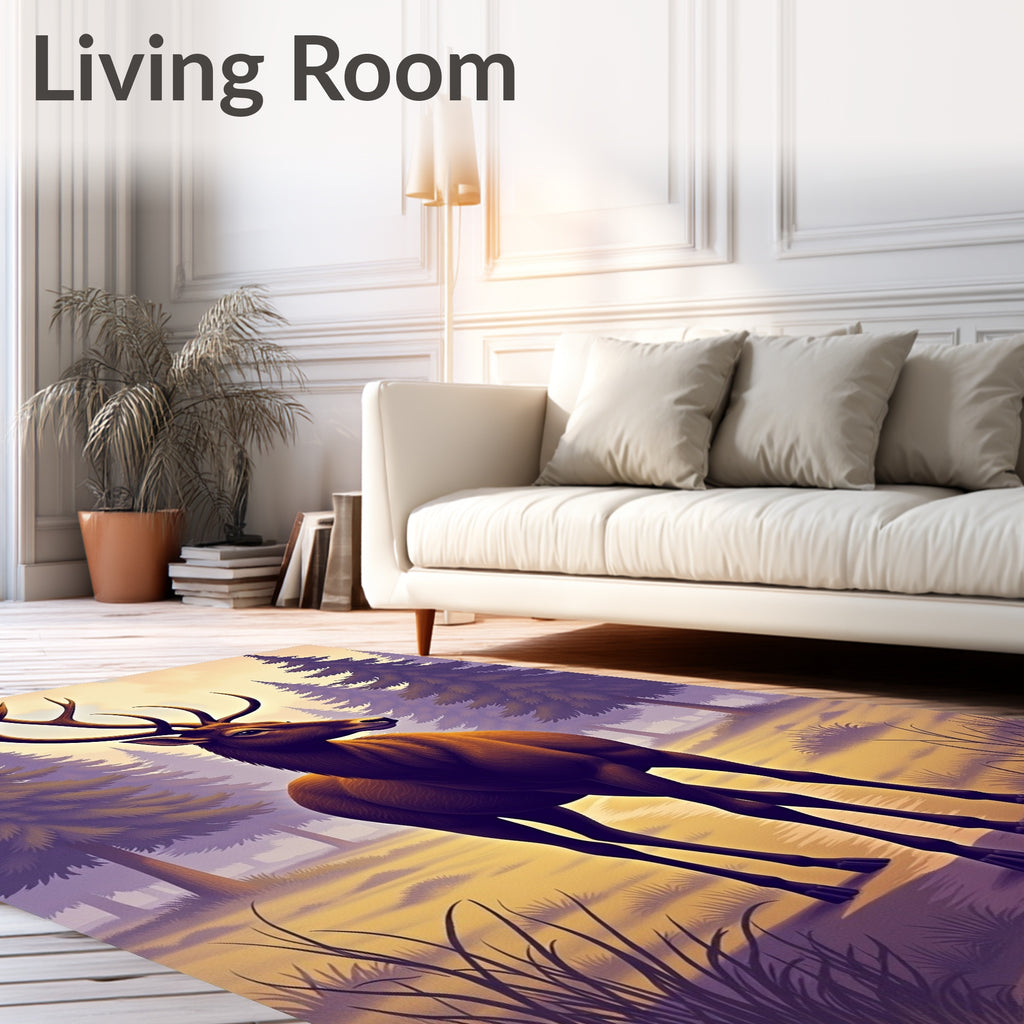Majestic Forest Deer Pattern Rug