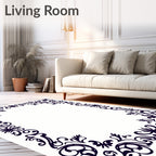 Elegant Dark Floral Scrollwork Lace Rug