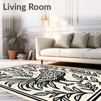 Bold Rooster Floral Line Art Rug
