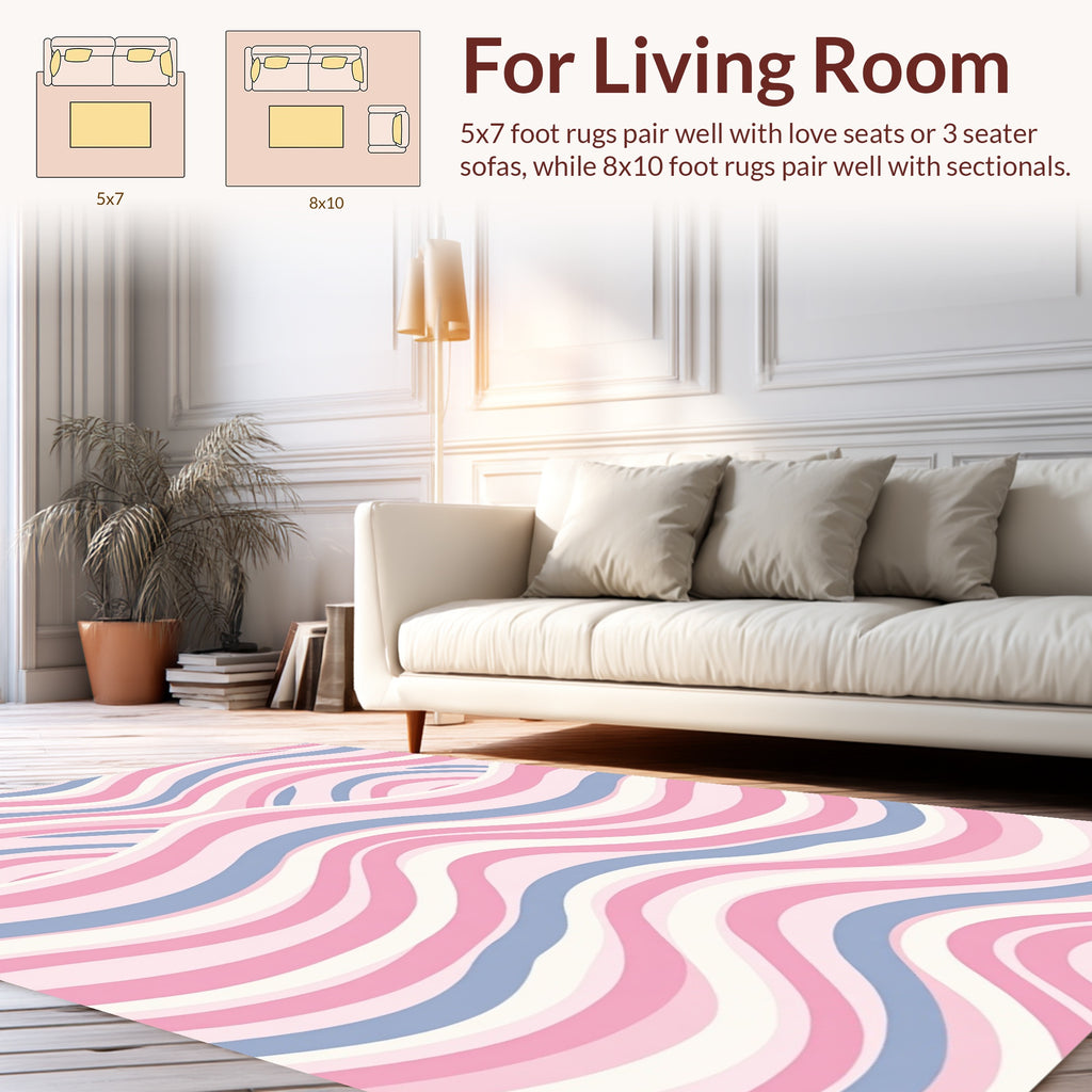 Soft Pastel Wave Pattern Rug