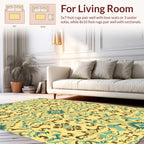 Vibrant Teal Brown Floral Pattern Rug