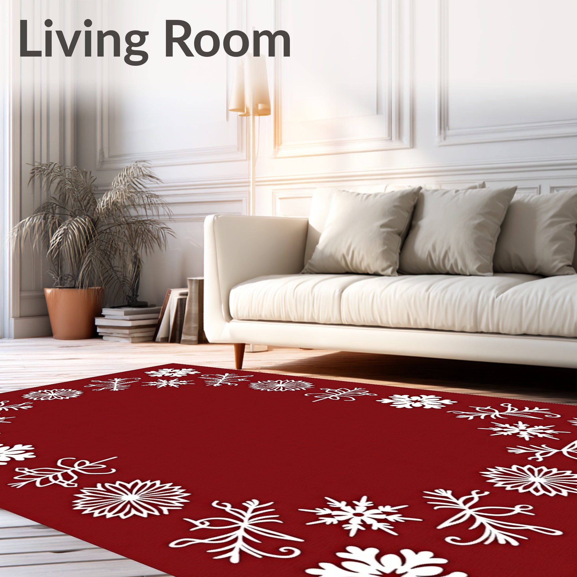 Winter Snowflake Border Design Rug