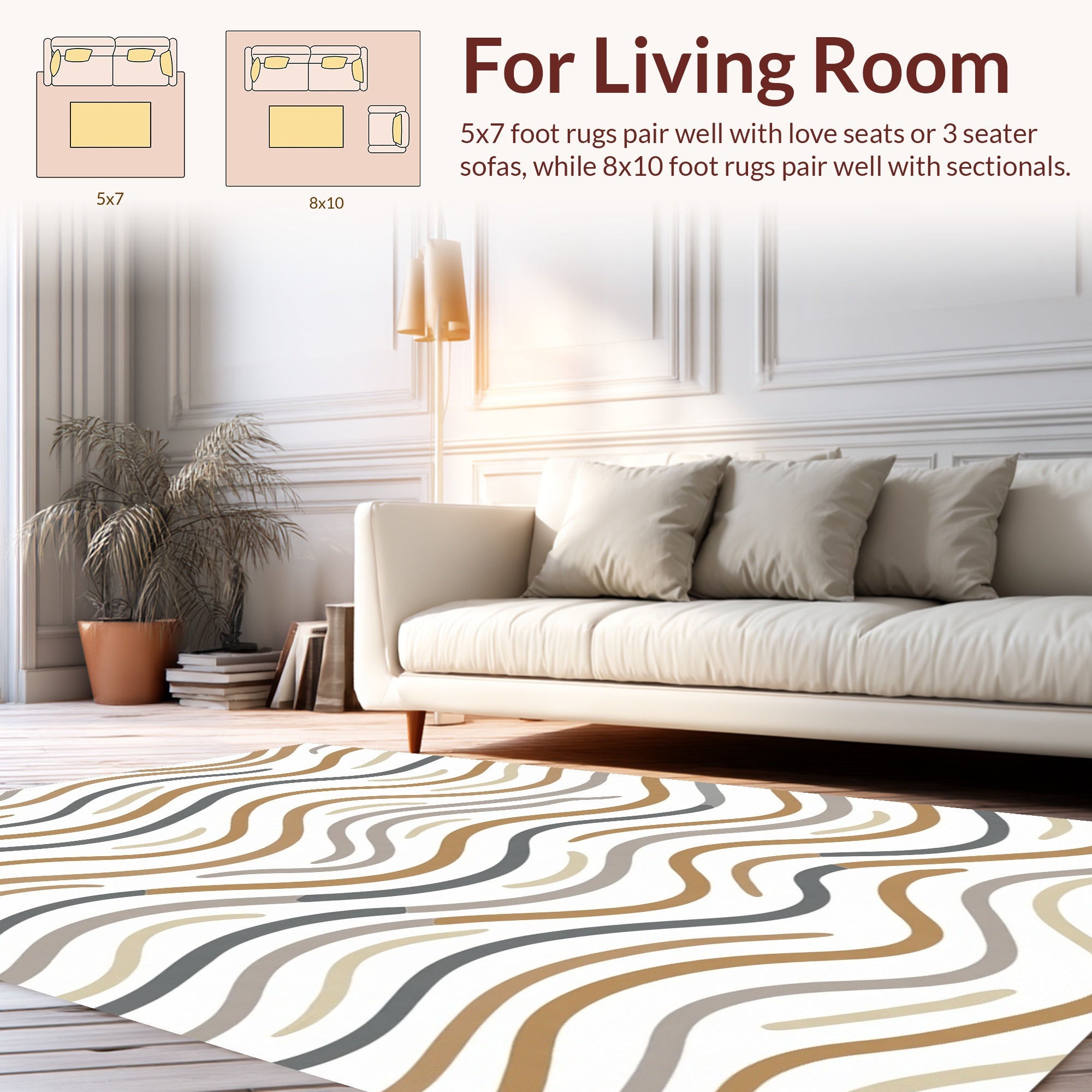 Modern Earthy Wave Pattern Rug
