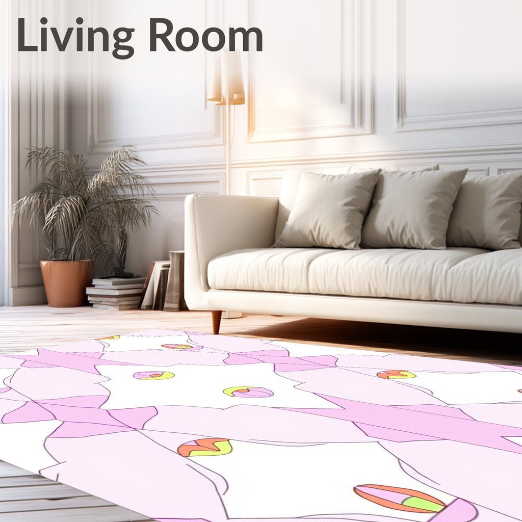 Soft Geometric Floral Pattern Rug