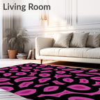 Abstract Pink And Black Shape Pattern Rug