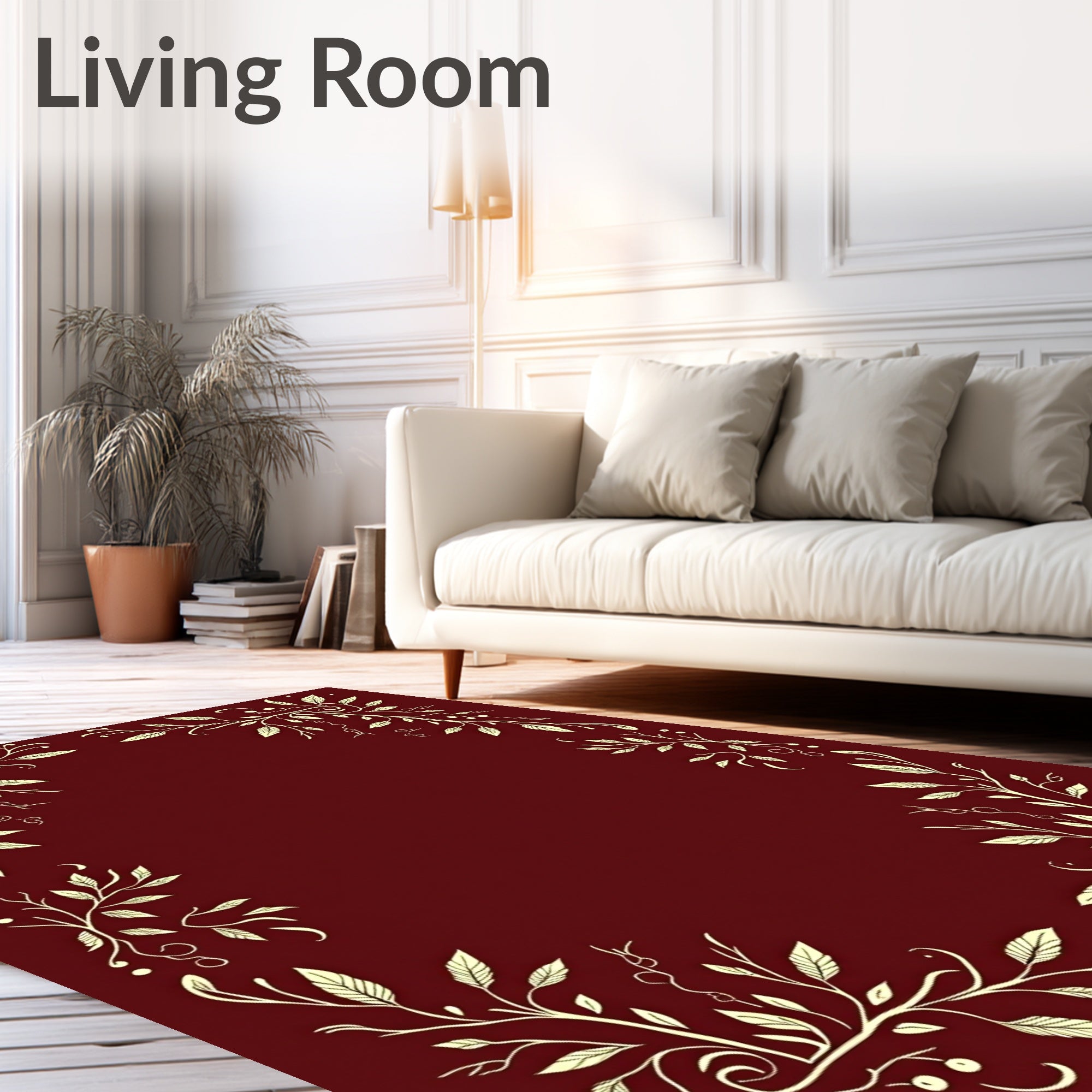 Elegant Swirling Vine And Leaf Design Rug