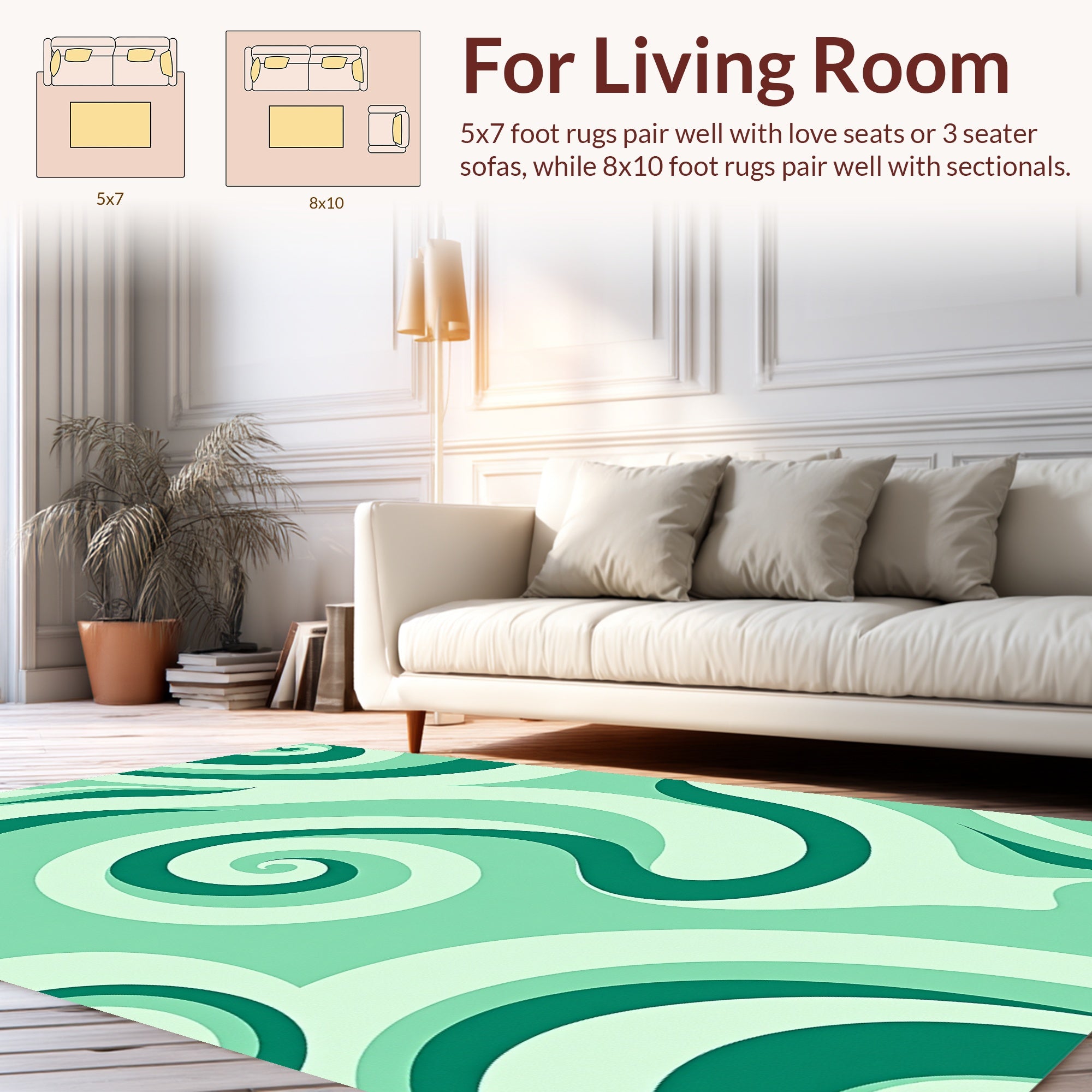 Swirling Abstract Teal Mint Design Rug