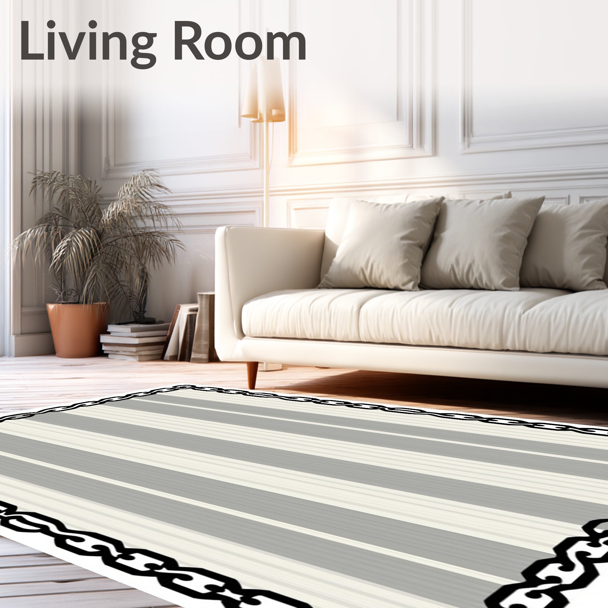 Striped Pattern With Chain Border Rug