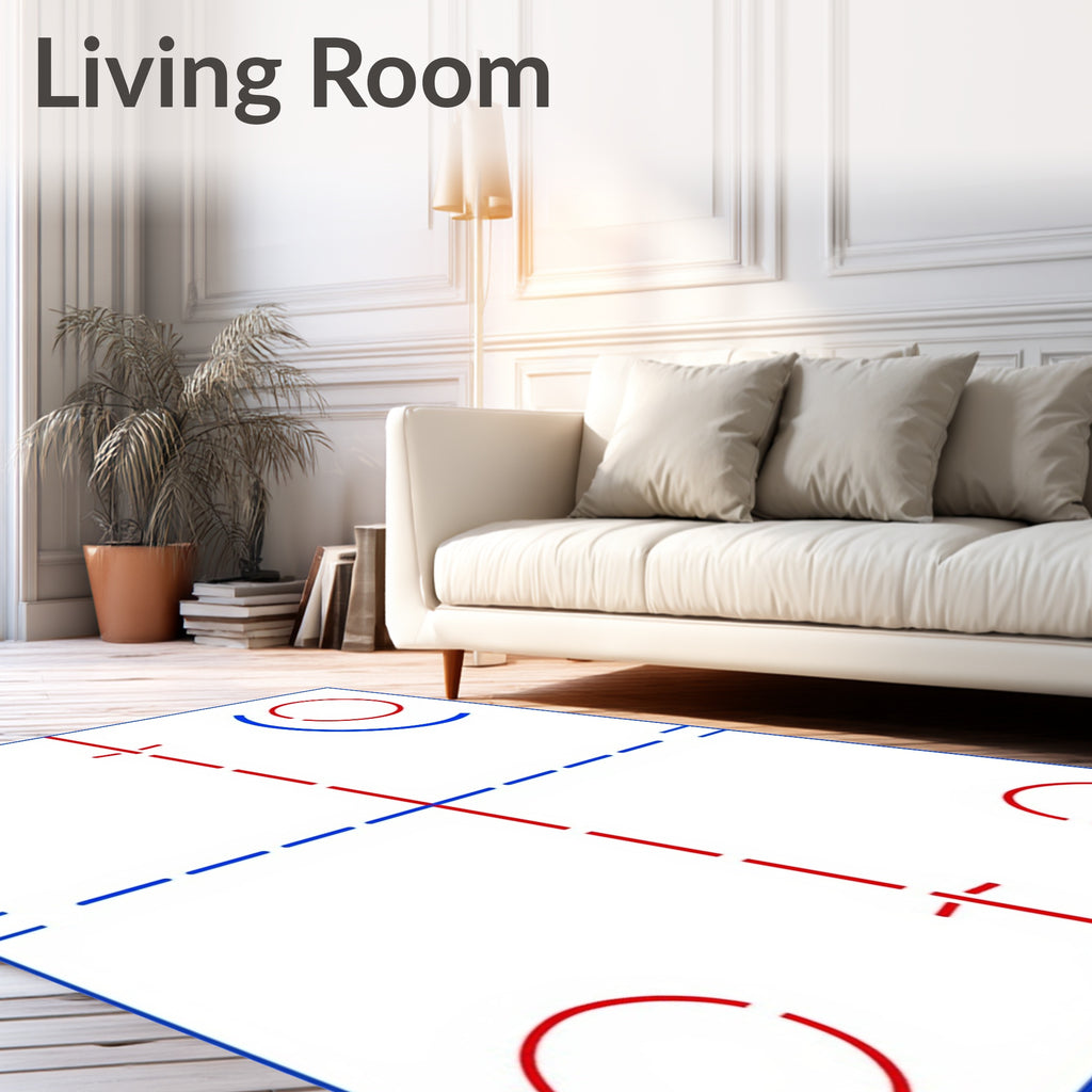 Red Blue Geometric Circles Pattern Rug