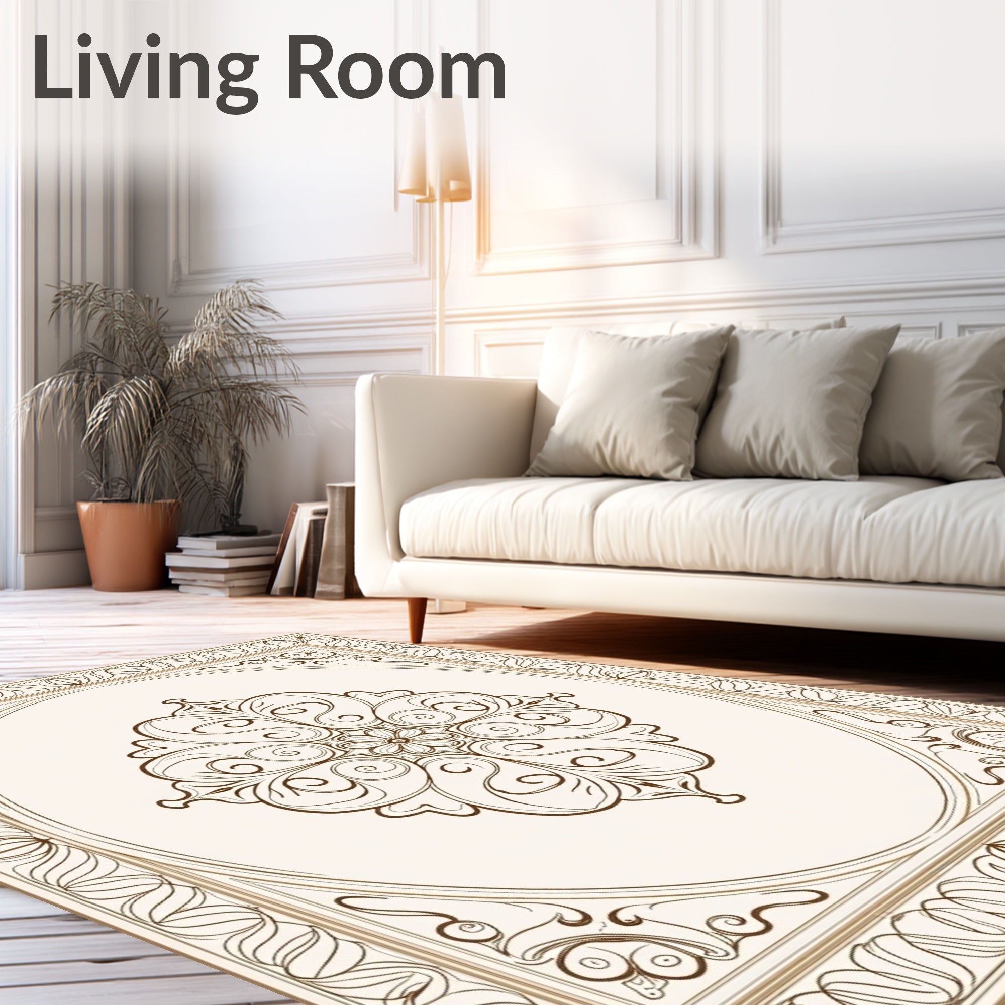Ornate Floral Scroll Design Rug