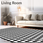 Classic Black White Checked Pattern Rug