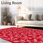 Romantic Red Flora Pattern Design Rug