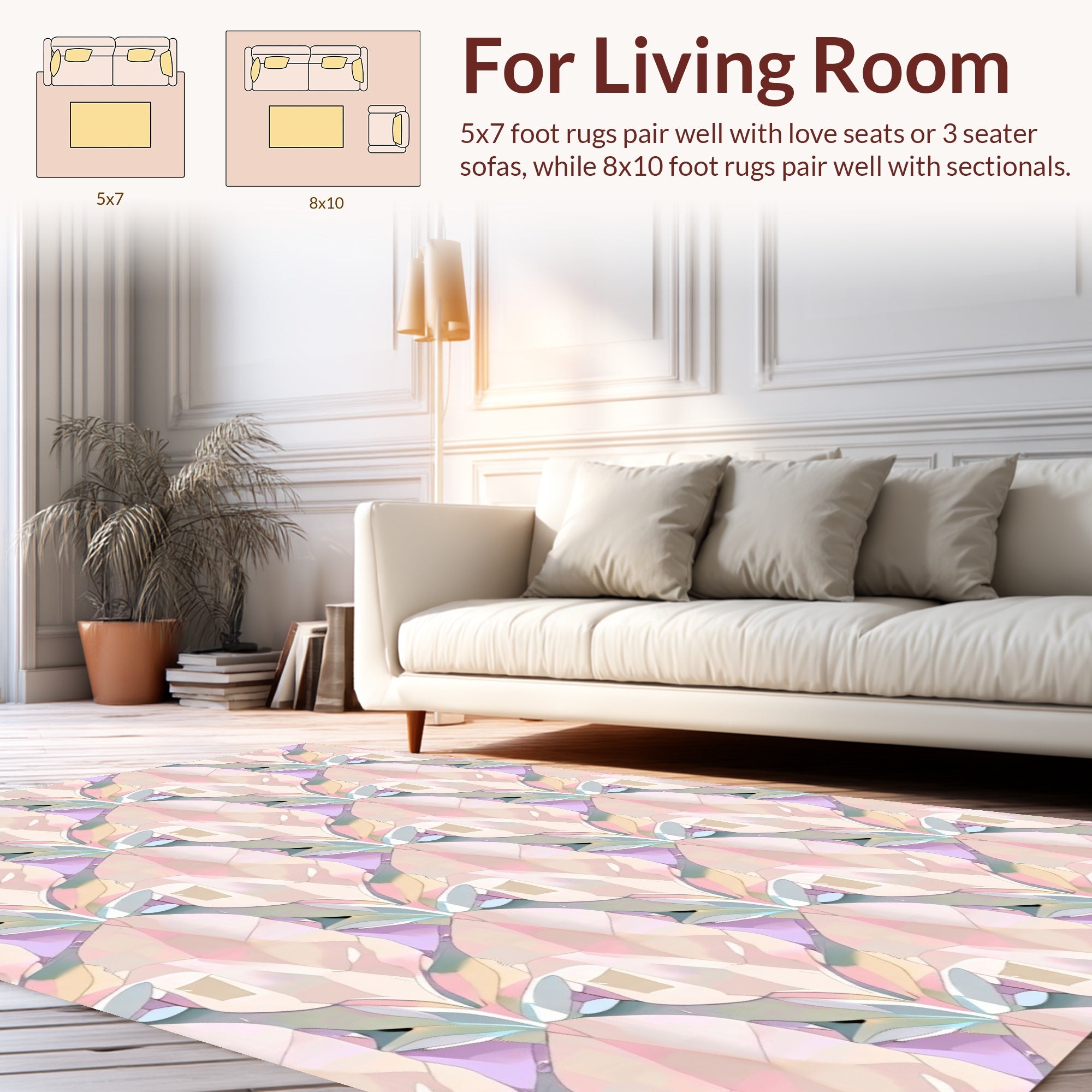 Pastel Gemstone Geometric Pattern Rug