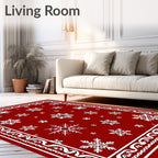 Red White Snowfall Field Rug